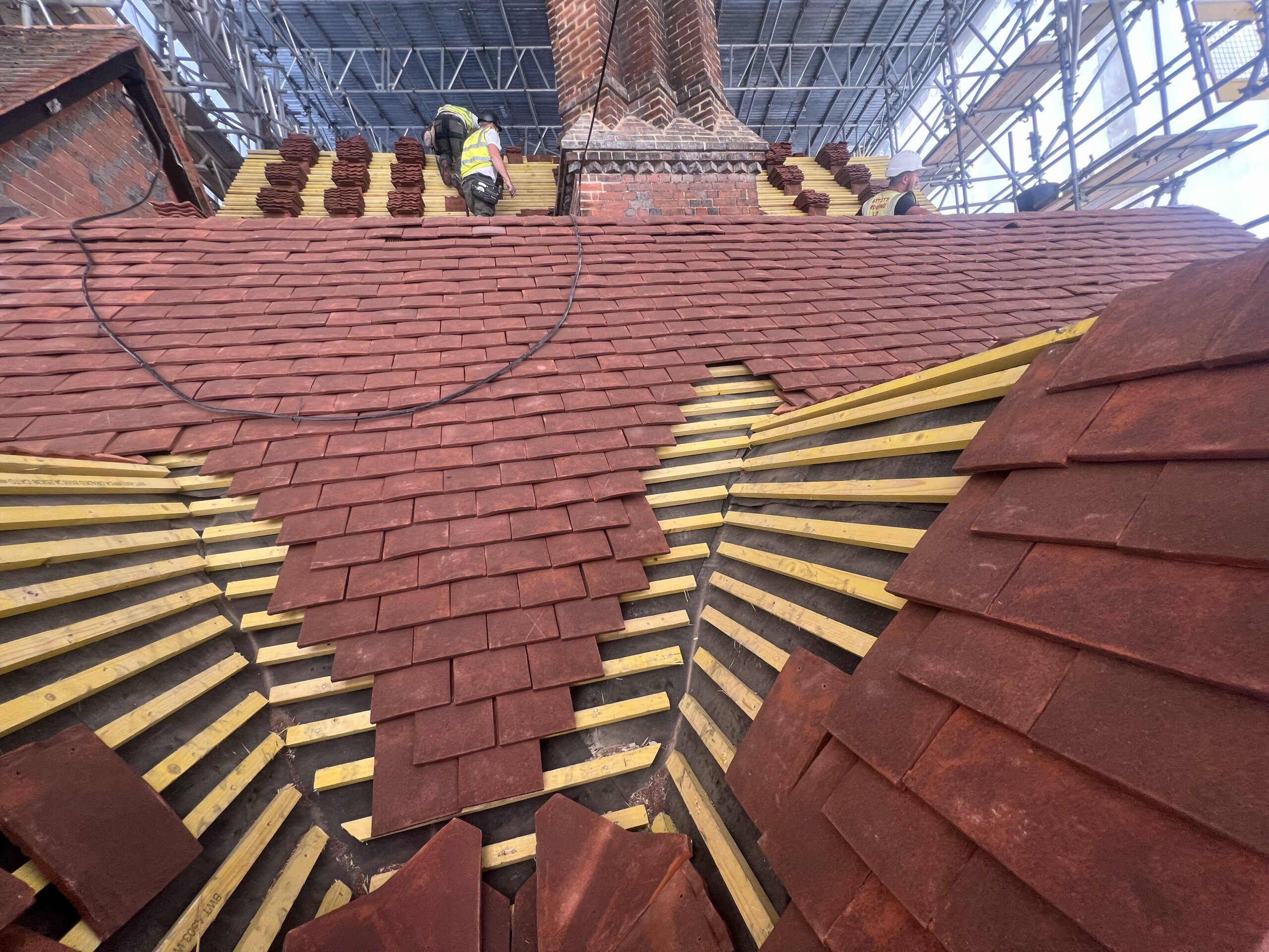 Construction Workers working on Bradley College Army House Restoration
