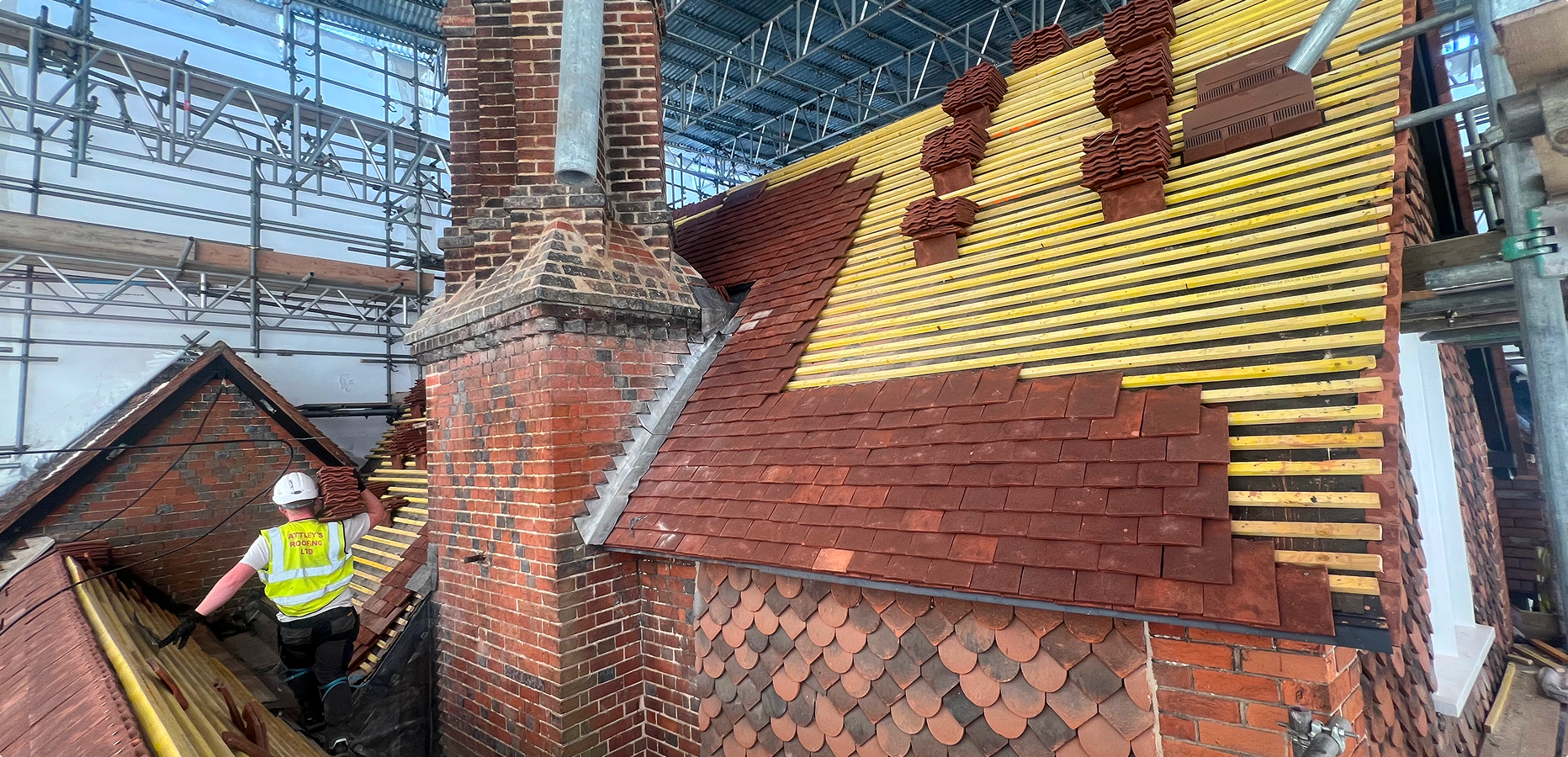 Roof restoration works in progress at Bradfield College