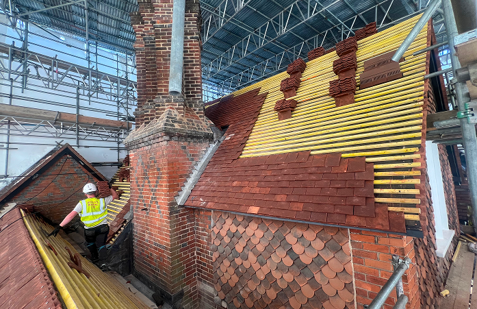 Roof restoration works in progress at Bradfield College